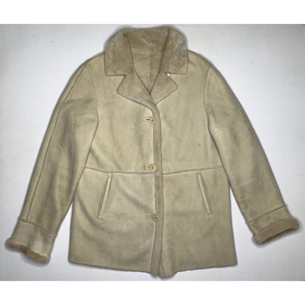 Woman's Blue Duck Shearling Genuine Sheep Skin Coat Medium P134